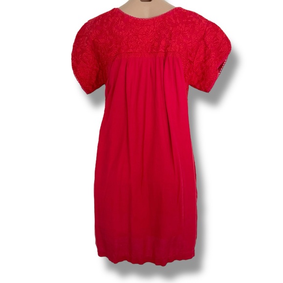J.MARIE RED EMBROIDERED RUFFLE SHIFT DRESS SZ L - Picture 3 of 9